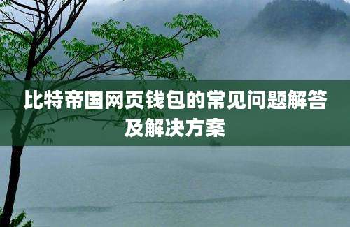 比特帝国网页钱包的常见问题解答及解决方案